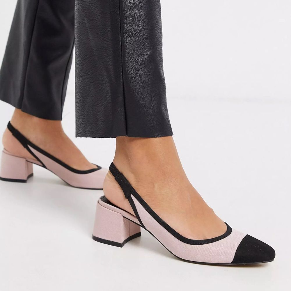 Asos Design Women's Sochi Slingback Mid Heels in Blush